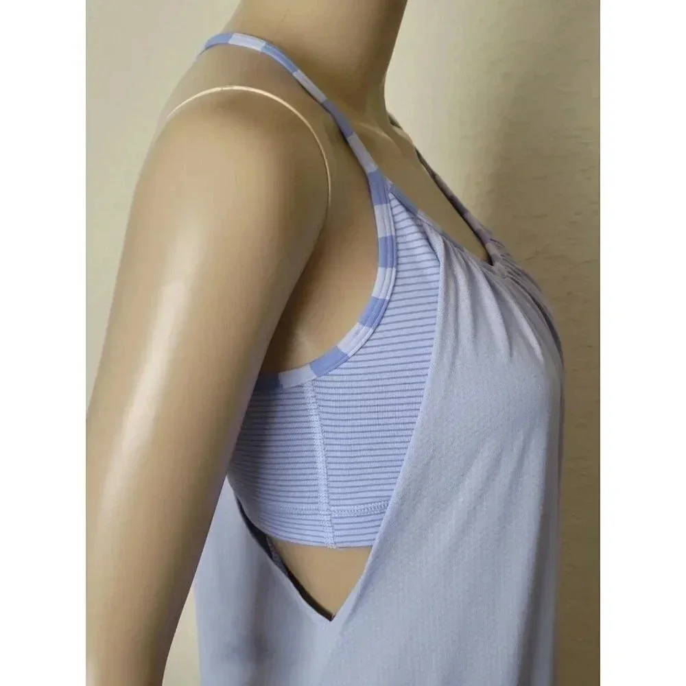 Lululemon No Limits lavender Criss Cross Bra Build In Tank Top size 6